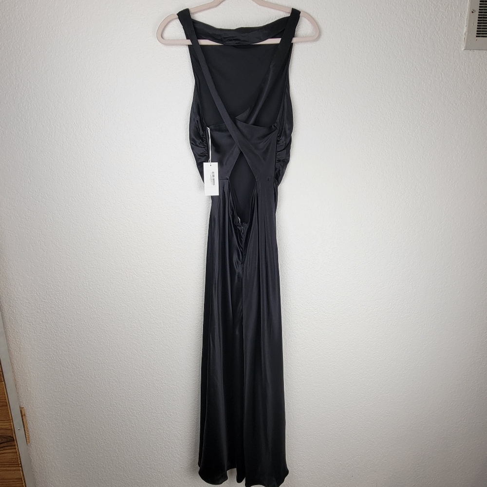 NWT Reformation Casette Silk Dress Black 10 - Picture 8 of 14
